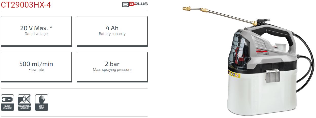 CROWN,CT29003HX,Professional Cordless Sprayer, 7.5L, 20v, (with Battery & Charger) ; CT29003HX-4_img_2