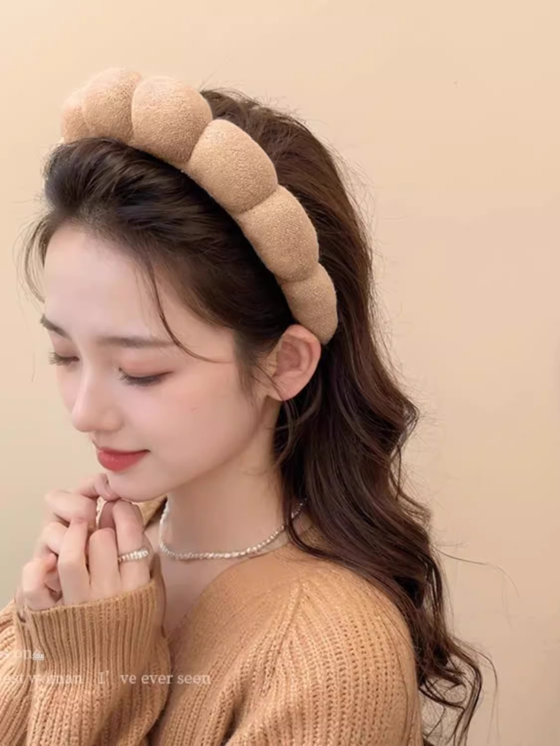 SHEIN Style Hair Band Imported Style Soft Cloud Sponge High Cranial Top Hair Hoop_img_3