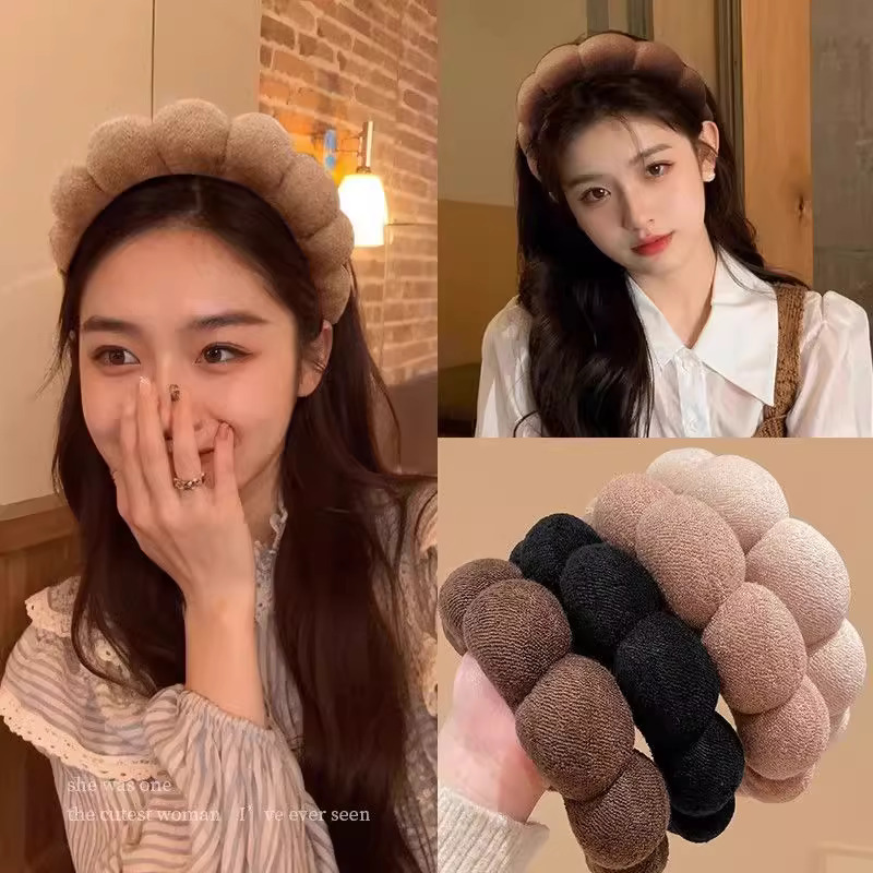 SHEIN Style Hair Band Imported Style Soft Cloud Sponge High Cranial Top Hair Hoop_img_4
