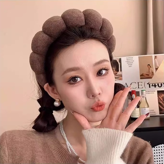 SHEIN Style Hair Band Imported Style Soft Cloud Sponge High Cranial Top Hair Hoop_img_6