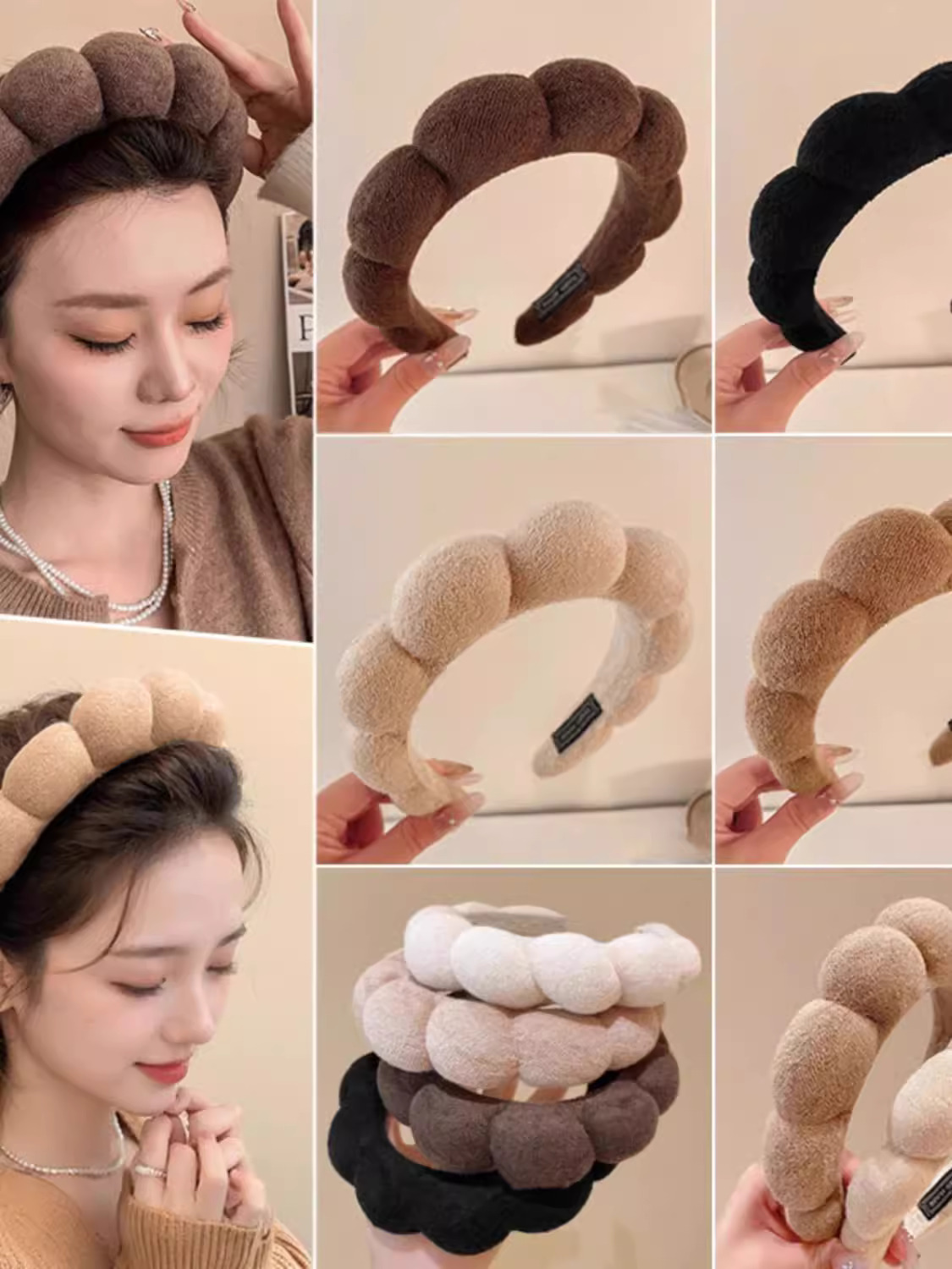 SHEIN Style Hair Band Imported Style Soft Cloud Sponge High Cranial Top Hair Hoop_img_7