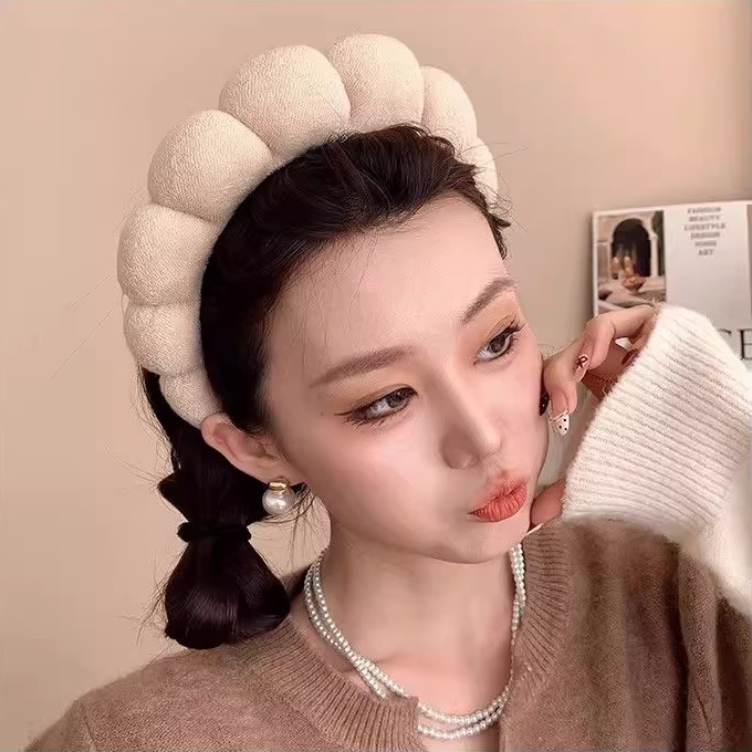 SHEIN Style Hair Band Imported Style Soft Cloud Sponge High Cranial Top Hair Hoop_img_9