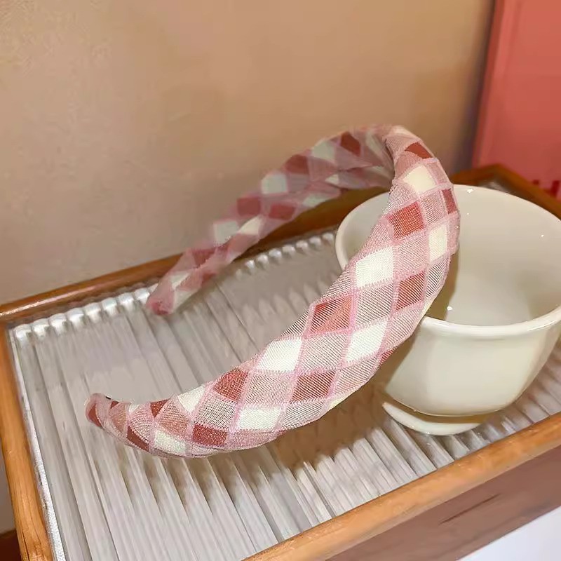 SHEIN Style Hair Band Imported Sponge Plaid Versatile Headband Retro Style Hand Made Best Quality_img_3