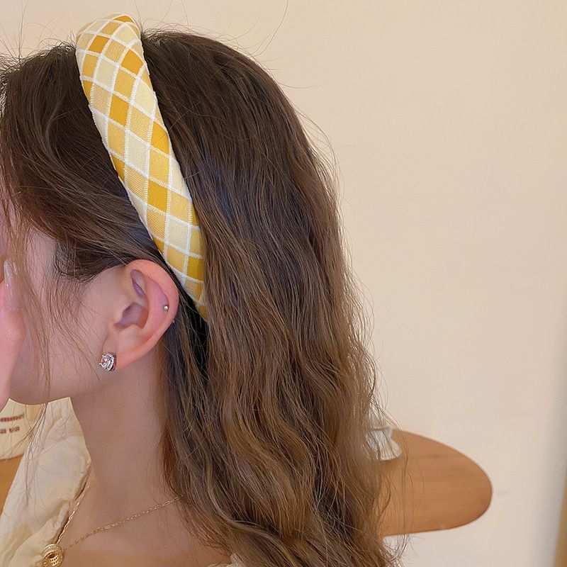 SHEIN Style Hair Band Imported Sponge Plaid Versatile Headband Retro Style Hand Made Best Quality_img_7