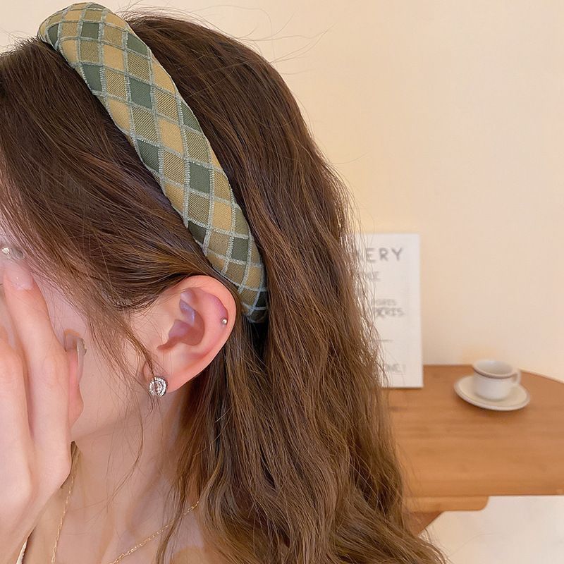 SHEIN Style Hair Band Imported Sponge Plaid Versatile Headband Retro Style Hand Made Best Quality_img_10