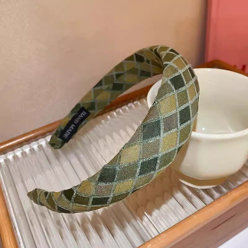 SHEIN Style Hair Band Imported Sponge Plaid Versatile Headband Retro Style Hand Made Best Quality_img_11