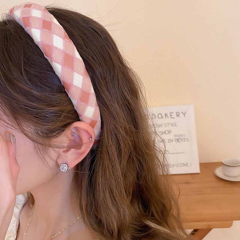 SHEIN Style Hair Band Imported Sponge Plaid Versatile Headband Retro Style Hand Made Best Quality_img_12