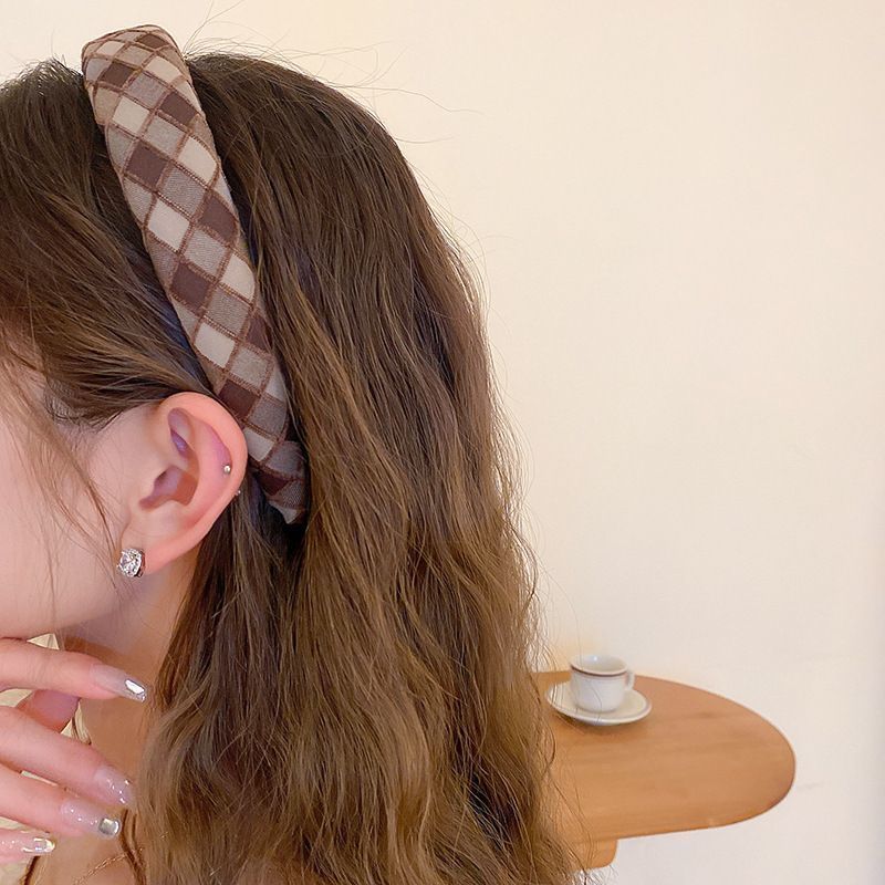 SHEIN Style Hair Band Imported Sponge Plaid Versatile Headband Retro Style Hand Made Best Quality_img_13