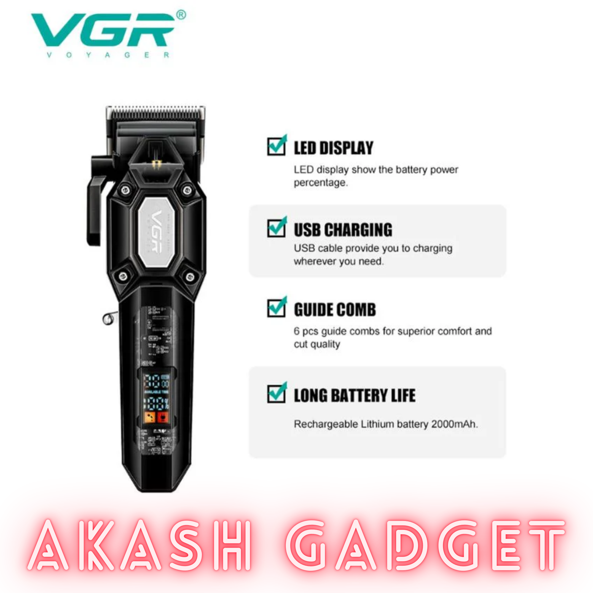 VGR V-600 Professional Hair Clipper and Beard Trimmer Salon Use for Men_img_6