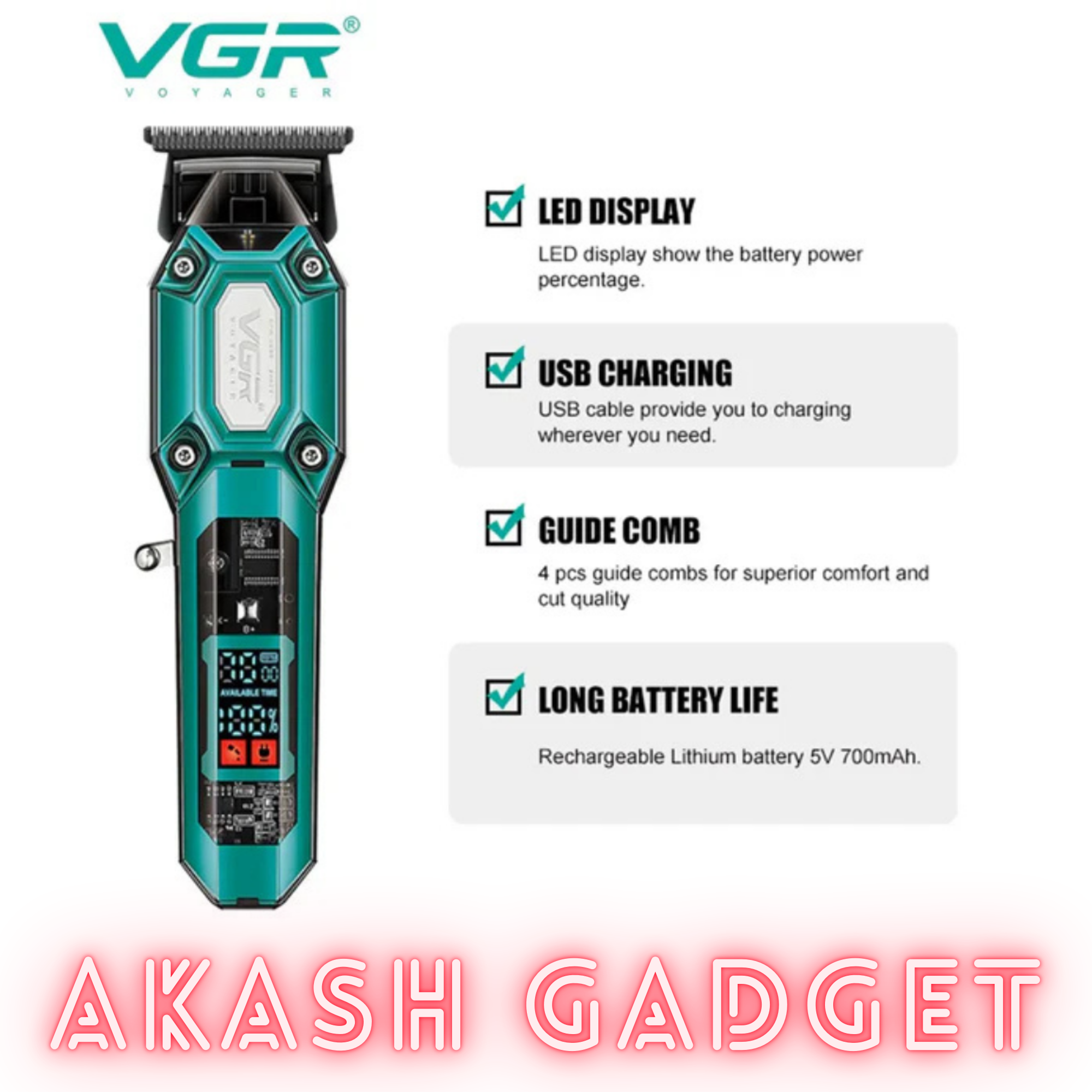 VGR V-600 Professional Hair Clipper and Beard Trimmer Salon Use for Men_img_5