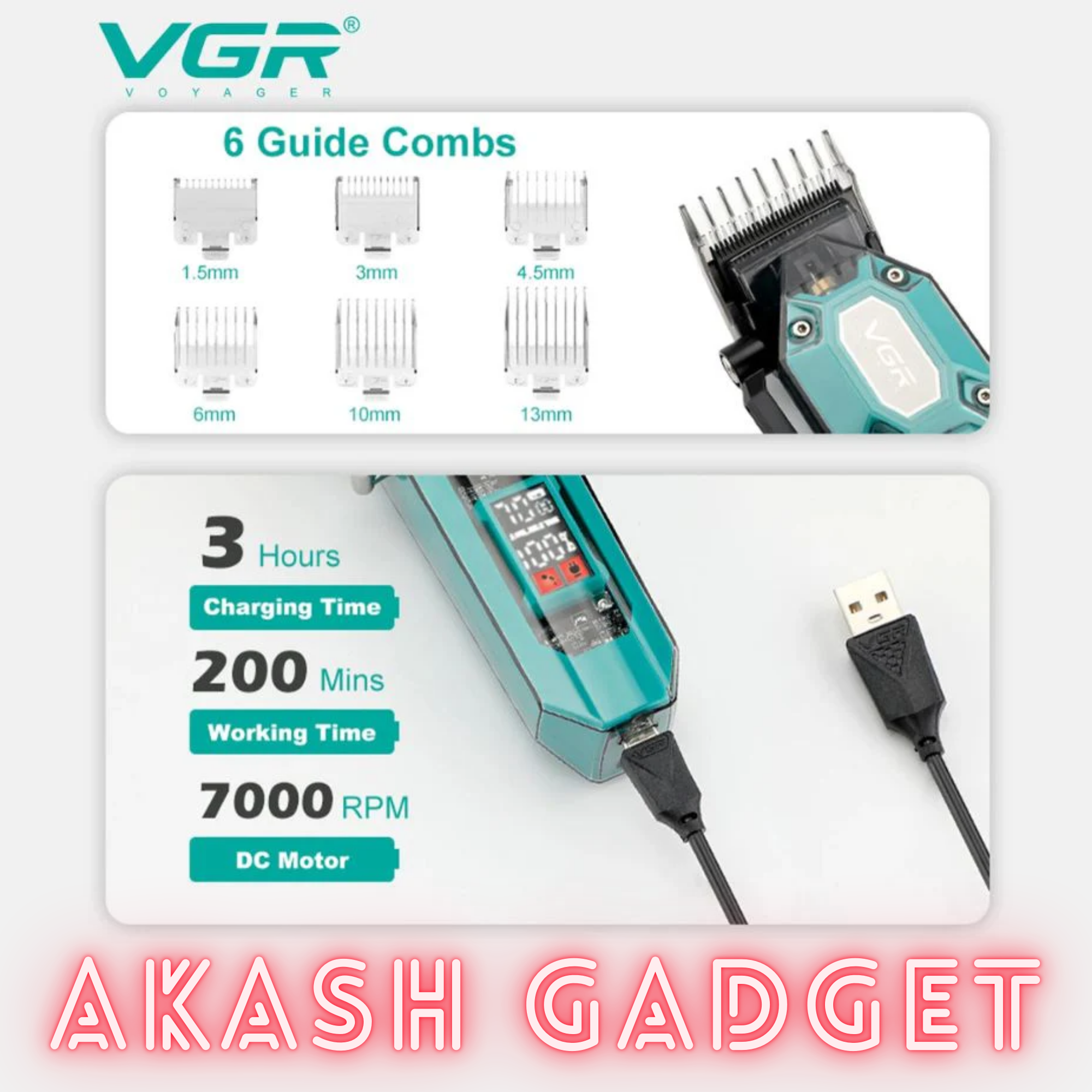 VGR V-600 Professional Hair Clipper and Beard Trimmer Salon Use for Men_img_7