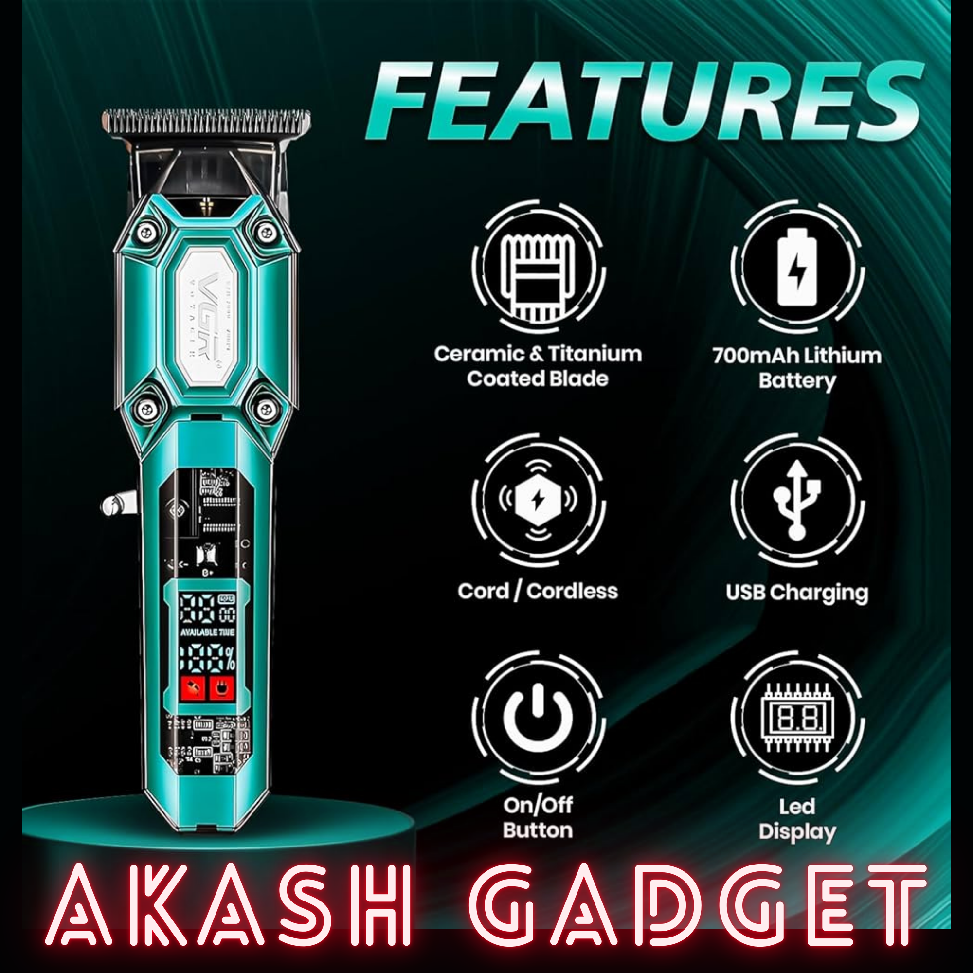 VGR V-600 Professional Hair Clipper and Beard Trimmer Salon Use for Men_img_11