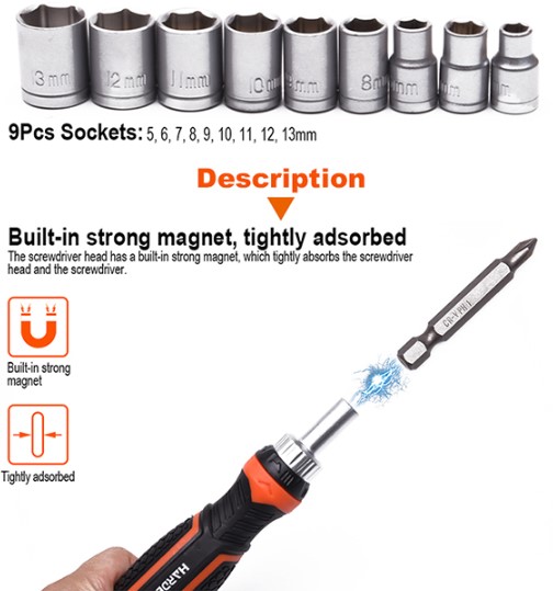 HARDEN 105Pcs Ratchet Screwdriver & Bits Set With Handle Multifunctional Screw Driver High Quality Precision 551105_img_10