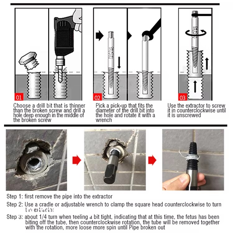HARDEN 5Pcs Screw Extractor Set, Cr-Mo steel coarse wire broken wire extractor fine thread tap broken 610555_img_2