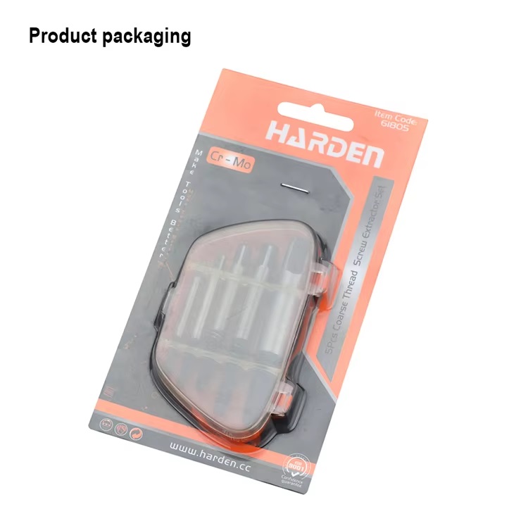 HARDEN 5Pcs Screw Extractor Set, Cr-Mo steel coarse wire broken wire extractor fine thread tap broken 610555_img_6