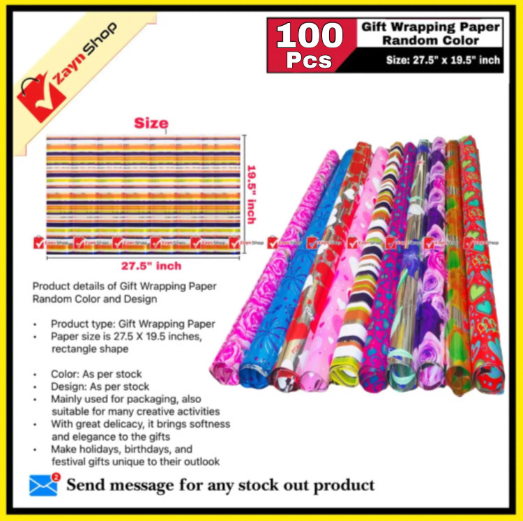 Gift Wrap crystal Wrapping Paper 27.5 X 19.5 inches Random Color and Design 100 pcs Bundle_img_0