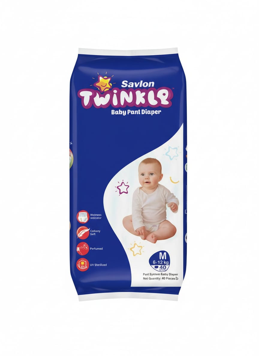 টুইংকেল বেবি প্যান্ট ডায়াপার (Twinkle Baby Pant Diaper M (6-12 kg) - 40 pcs)