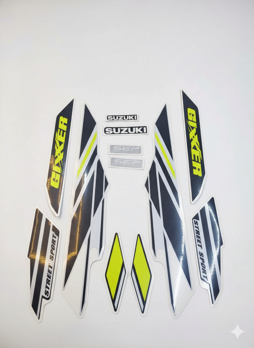 Full Set Sticker for Suzuki Gixxer Monotone (New Model 2025 lemon green ) bike._img_0
