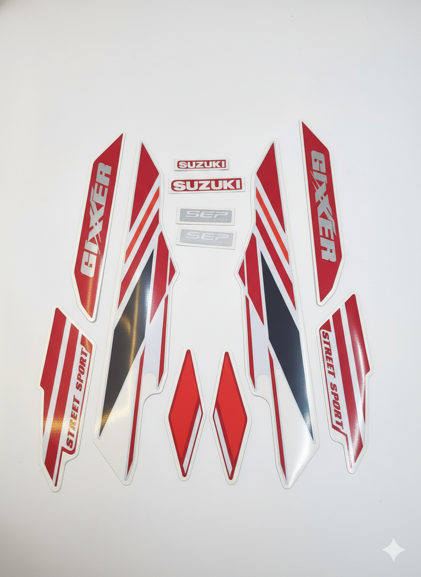 Full Set Sticker for Suzuki Gixxer Monotone (New Model 2025 Sliver Red ) bike._img_0