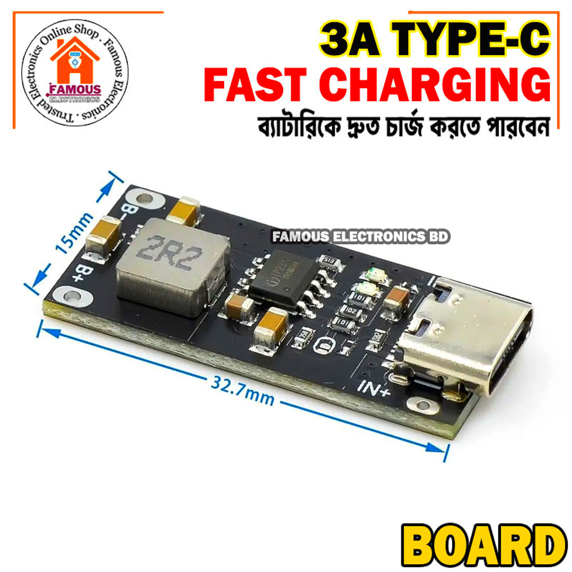 Lithium Battery 18650 Charging Module 3A Type C Fast Charging Board_img_0
