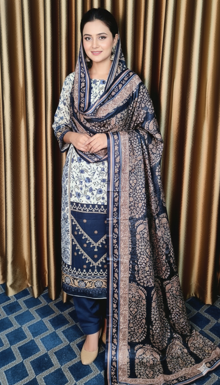 জমজম সুইস লোন প্রিমিয়াম থ্রি পিস(Unstitched)  WhatsApp/IMO: 01716-593156