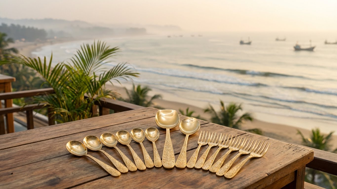 Brass Tea spoon, chopped spoon, Rice spoon, Vegetable spoon Set._img_0