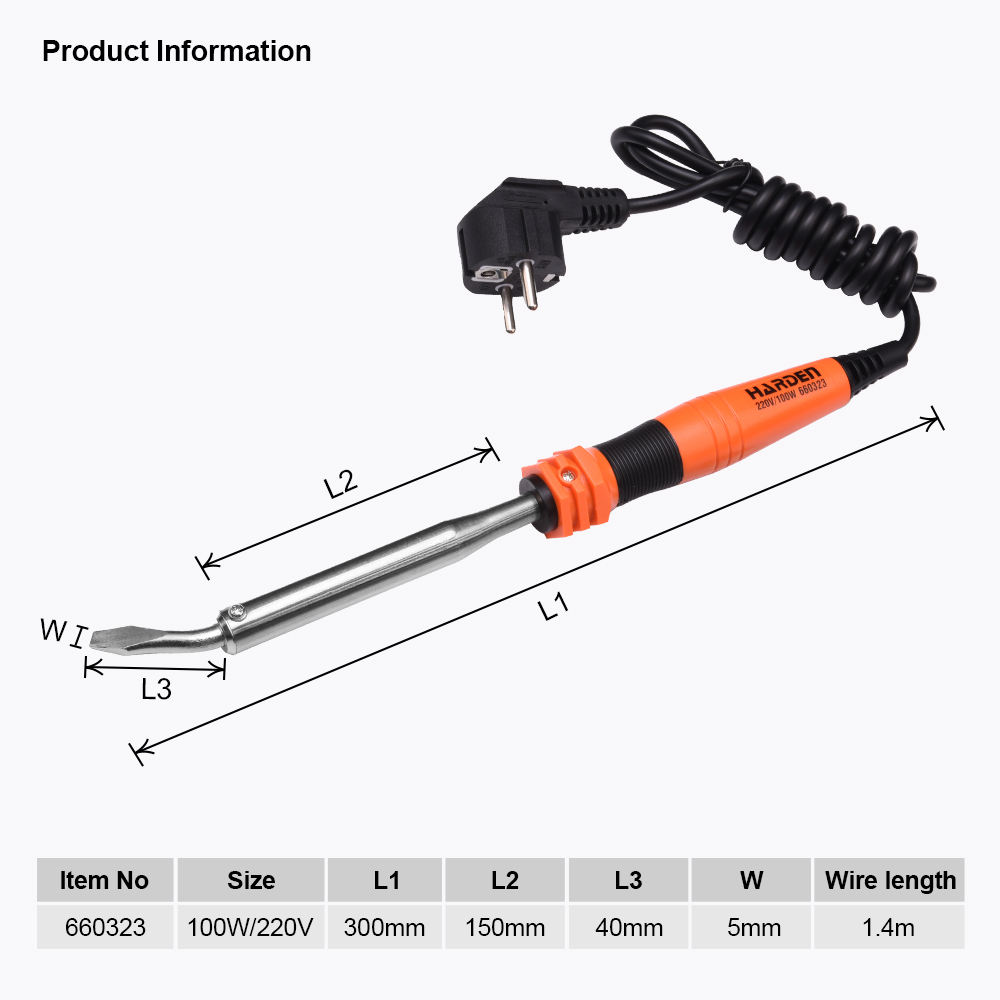HARDEN 100W Heavy-Duty Soldering Iron | Thermo-Plastic Handle | European Plug | Model: 660323_img_4