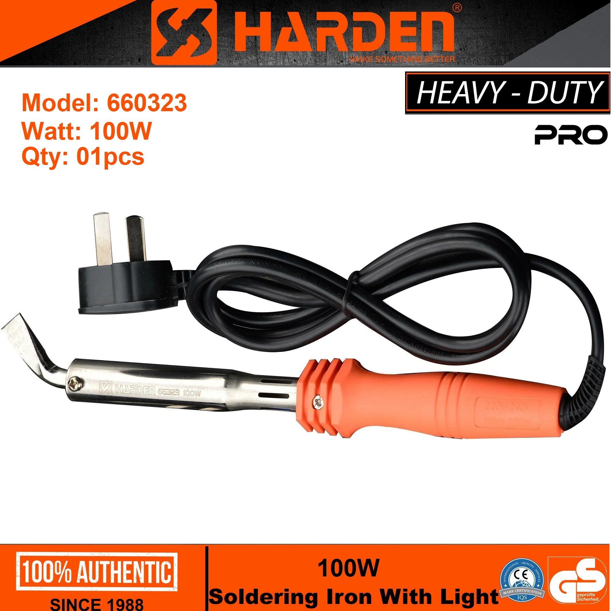 HARDEN 100W Heavy-Duty Soldering Iron | Thermo-Plastic Handle | European Plug | Model: 660323_img_8