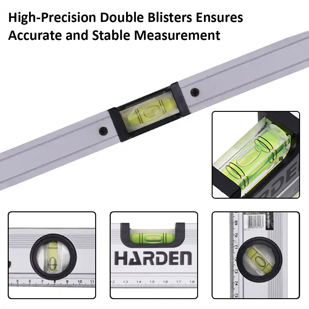 HARDEN Professional Spirit Level Alumonium Body ( 12" | 20" | 24" | 32" | 40" | 48" ), Magnetic Base, High-Visibility Vials; Model: 580503 580508_img_2