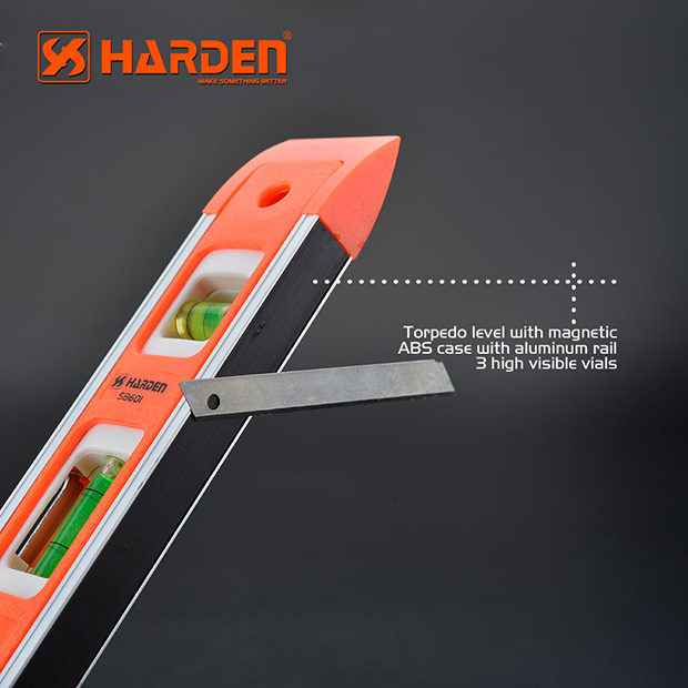 HARDEN 9" Torpedo Level | Magnetic | Aluminum Rail with ABS Case | 3 High-Visibility Vials | Model: 580521_img_2