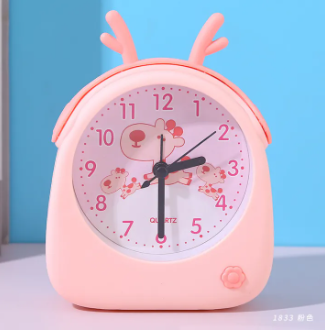 Cartoon Animal Alarm Clock Cute Personality Antlers Desktop Children Bedside Alarm Clock Candy Color Decorative Desk Clock_img_0