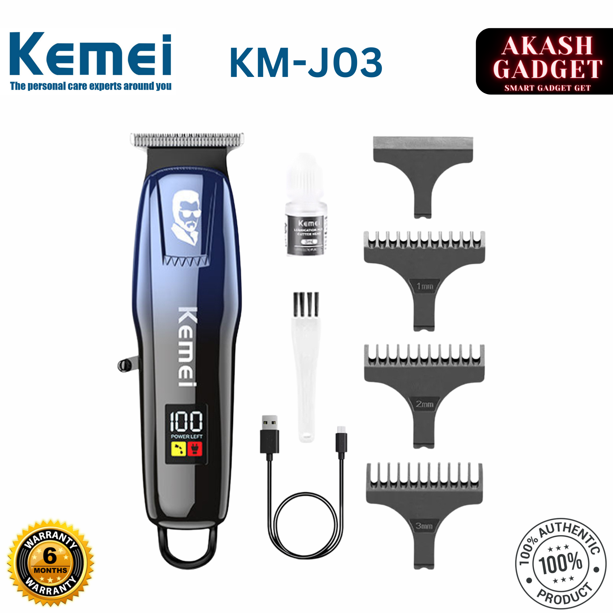 Kemei KM-J03 Cordless Hair Clipper And Trimmer For Men_img_0