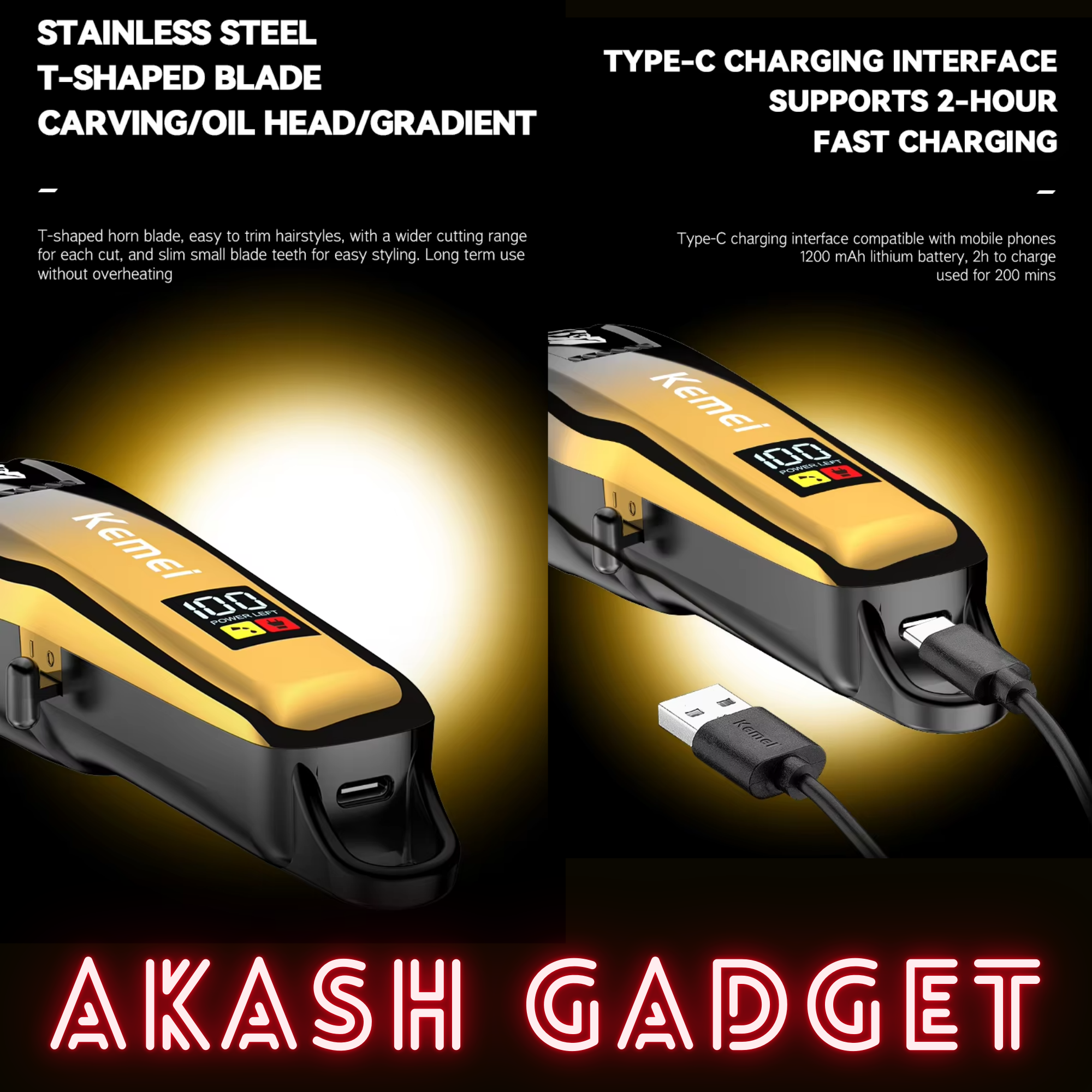 Kemei KM-J03 Cordless Hair Clipper And Trimmer For Men_img_15