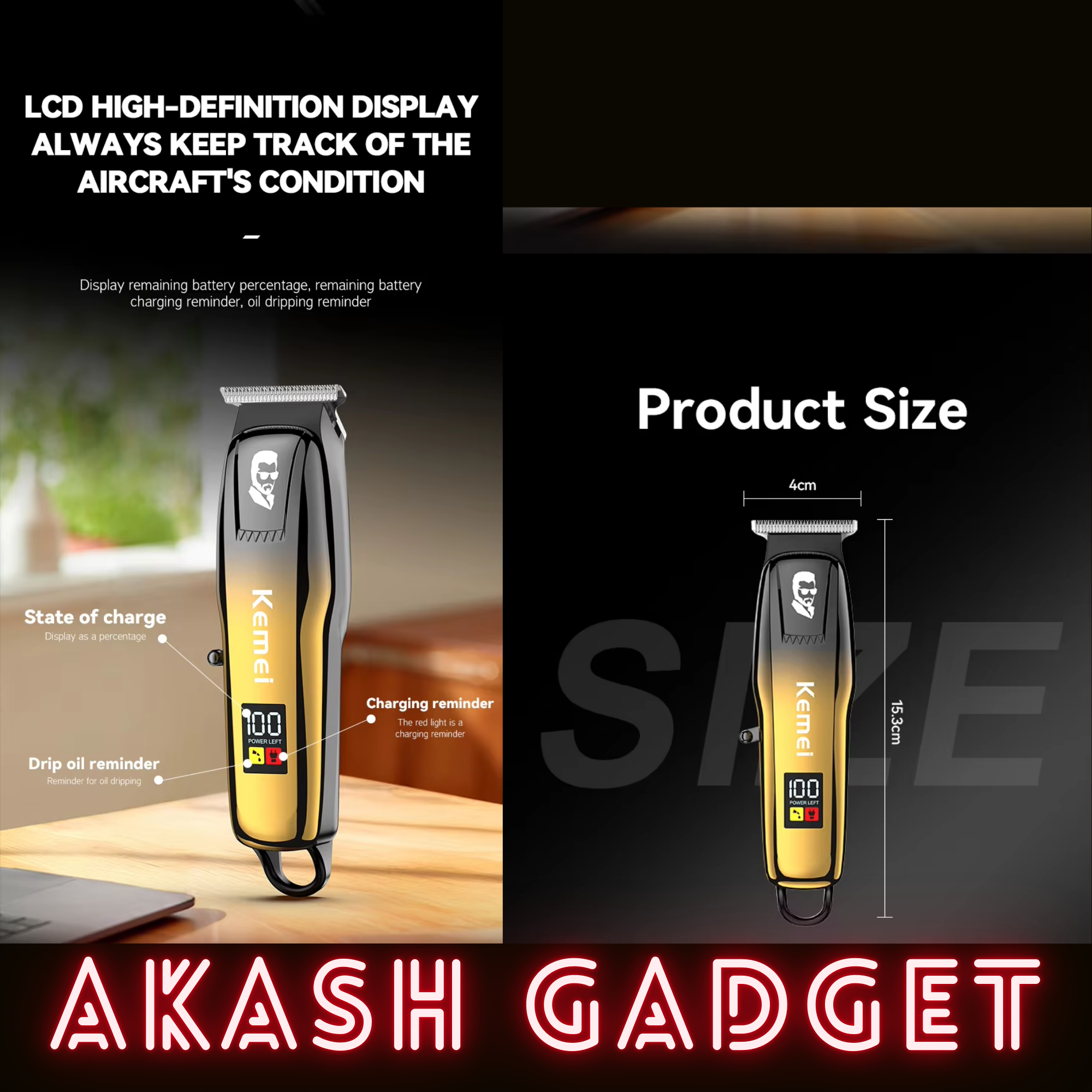 Kemei KM-J03 Cordless Hair Clipper And Trimmer For Men_img_16