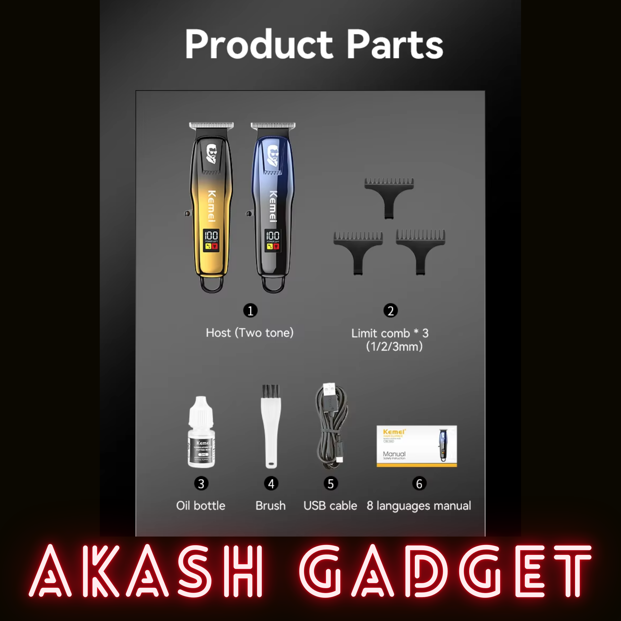 Kemei KM-J03 Cordless Hair Clipper And Trimmer For Men_img_17