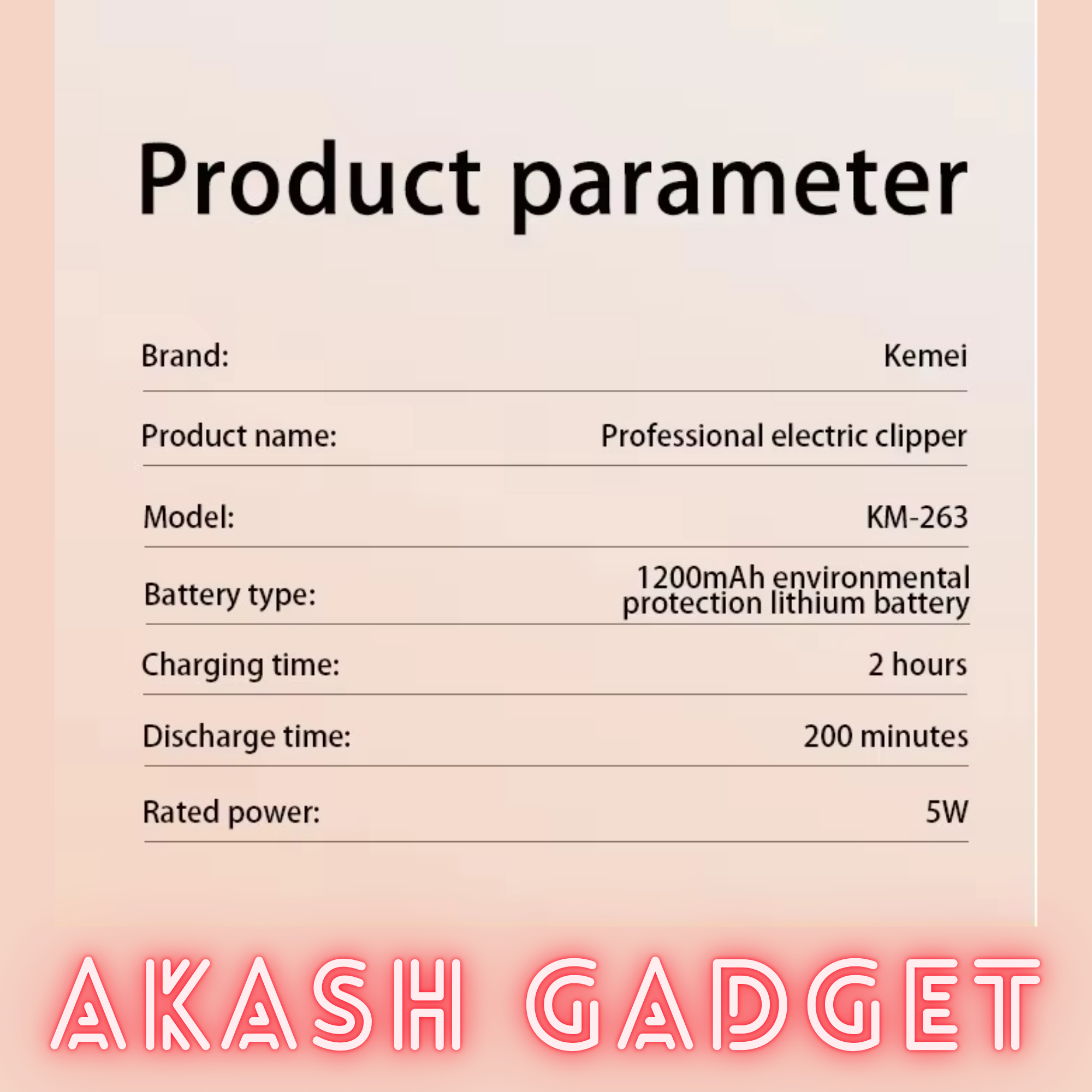 Kemei KM-263 Lightweight Professional Hair Clipper and Trimmer_img_12