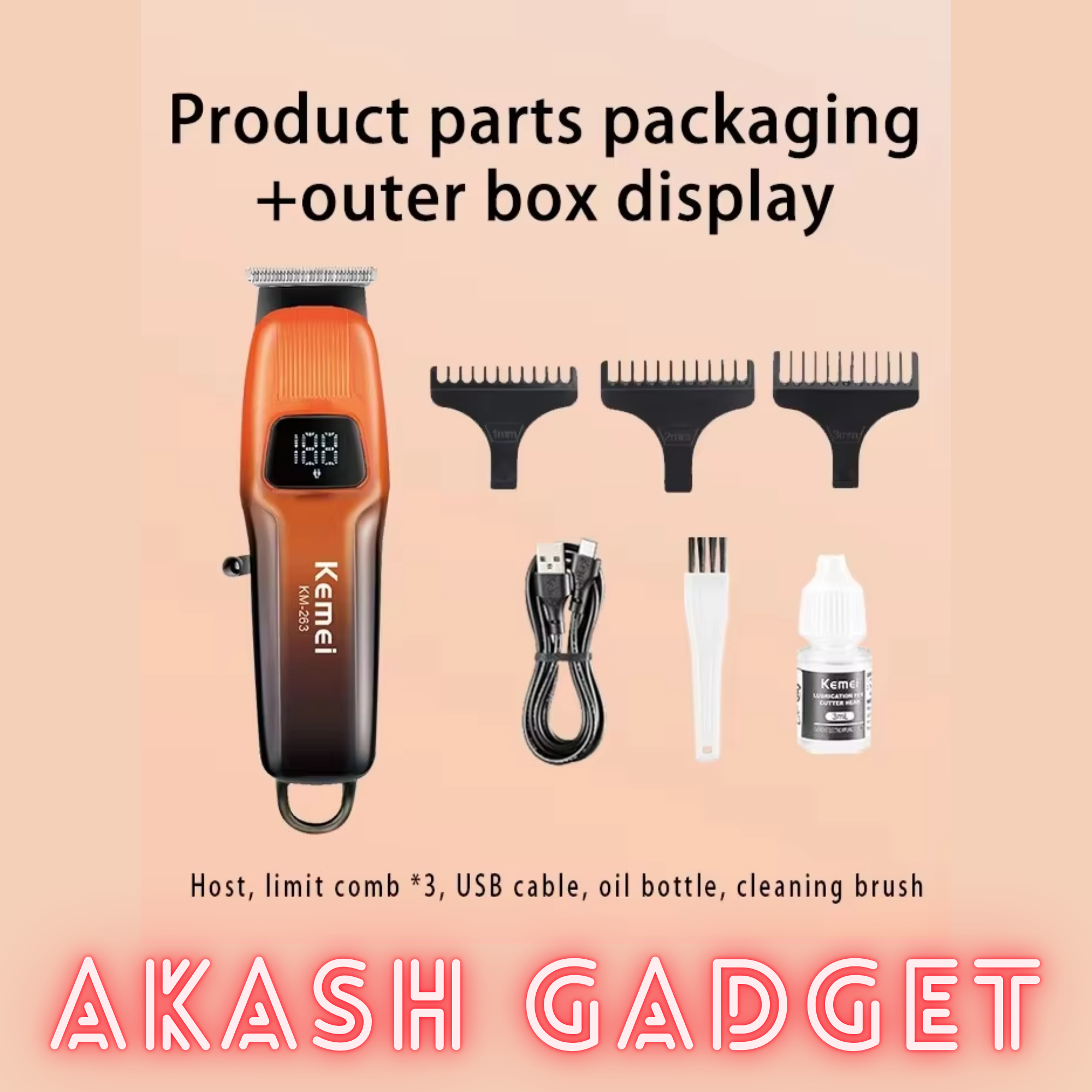 Kemei KM-263 Lightweight Professional Hair Clipper and Trimmer_img_5