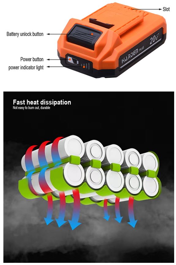 HARDEN 20 Volt Li-ion Battery Pcak, 2.0Ah, Used for Harden 20V cordless power tools; Model: 756922_img_9