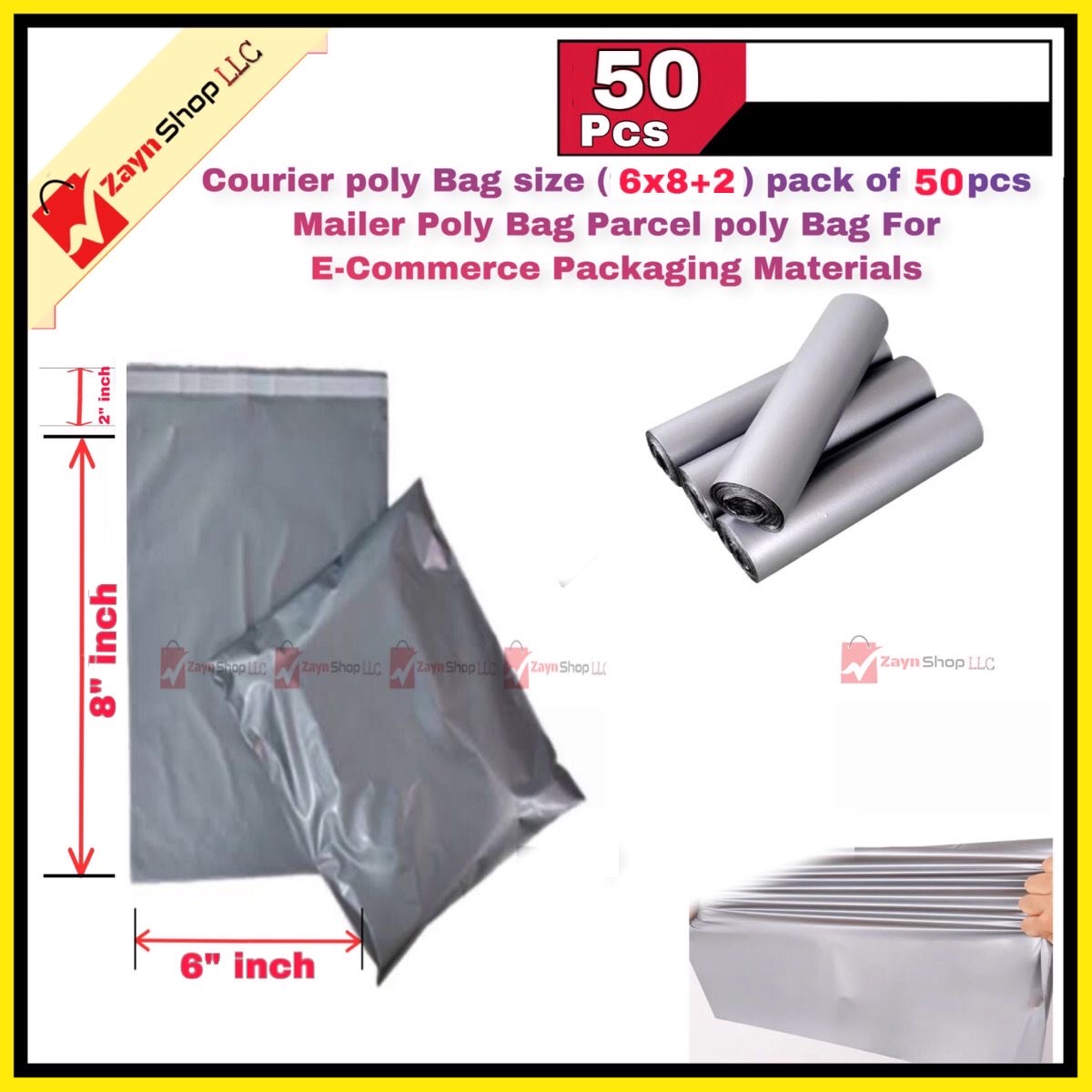 Courier poly Bag size (6x8+2) pack of 50 pcs Mailer Poly Bag Parcel poly Bag For E-Commerce Packaging Materials_img_0