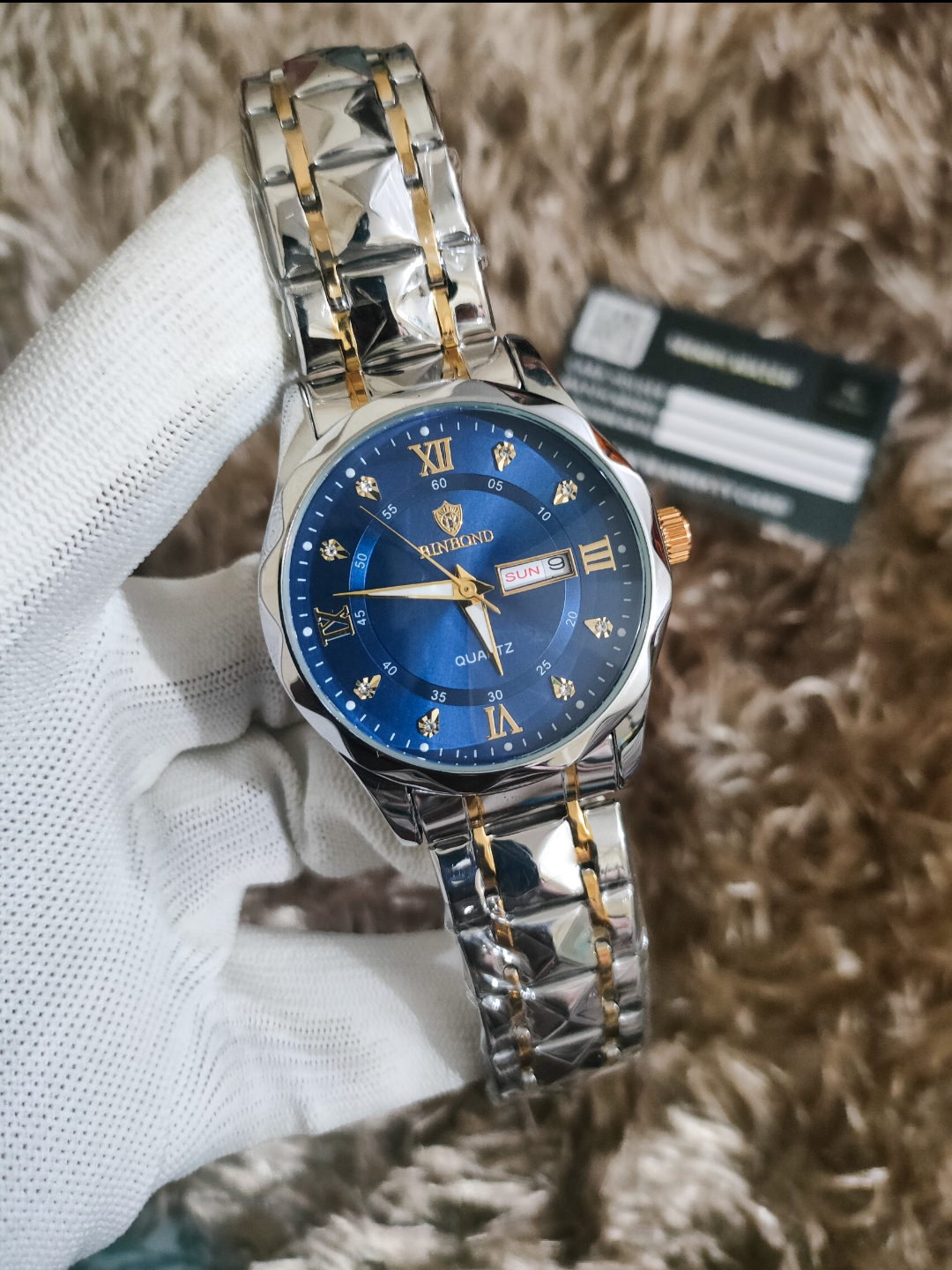 Binbond Diamond cut Blue Dial
