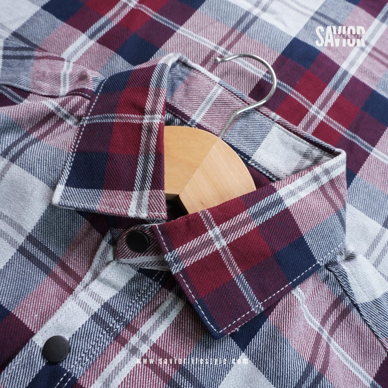 Red-Navy-White Double Pocket Check Shirt_img_1