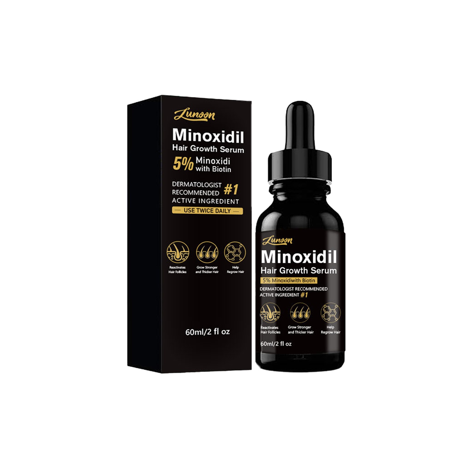 LUNOON Minoxidil 5% for Men Hair, Minoxidil Hair Growth Serum