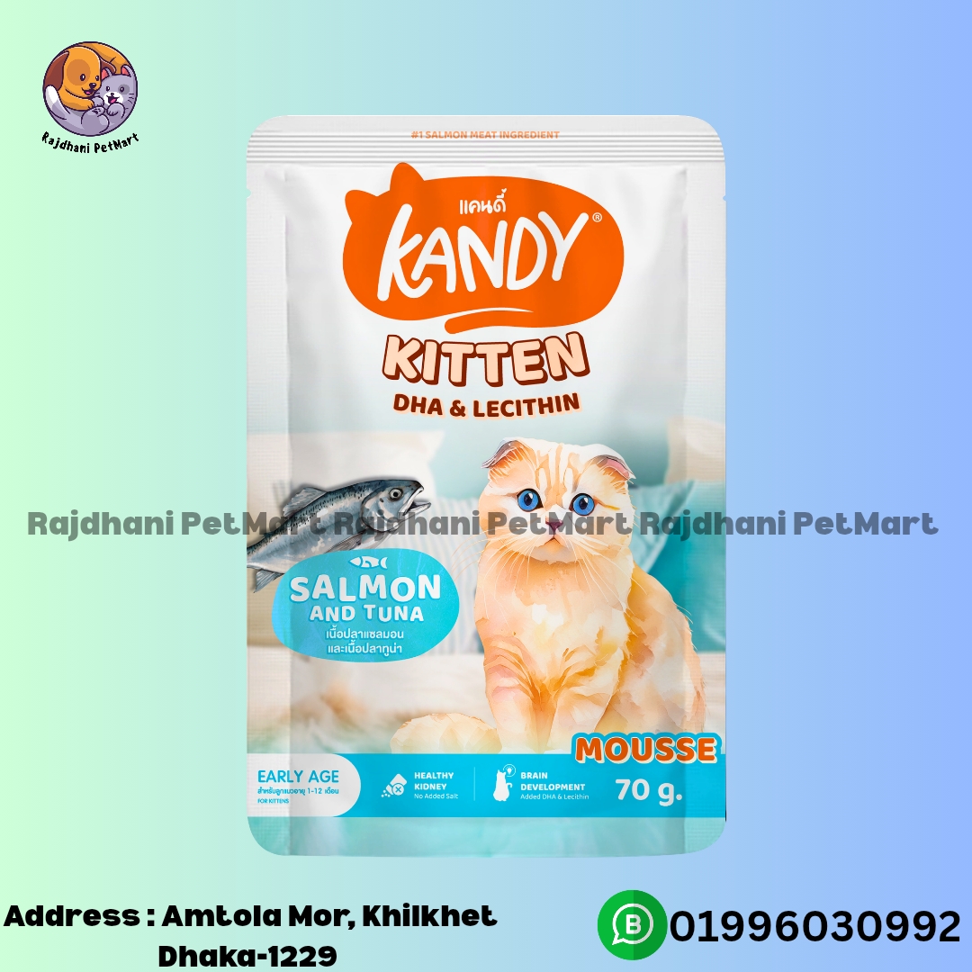 Kandy Kitten Pouch DHA & Lecithin with Salmon And Tuna Mousse 70g