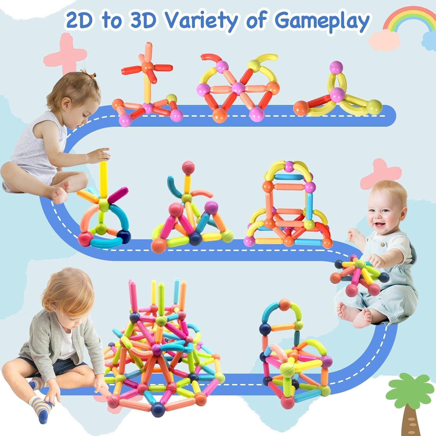 Magnetic Sticks Building Set–42Pcs+ 4 Pcs Ben10 Pazzle Combo - Image 5