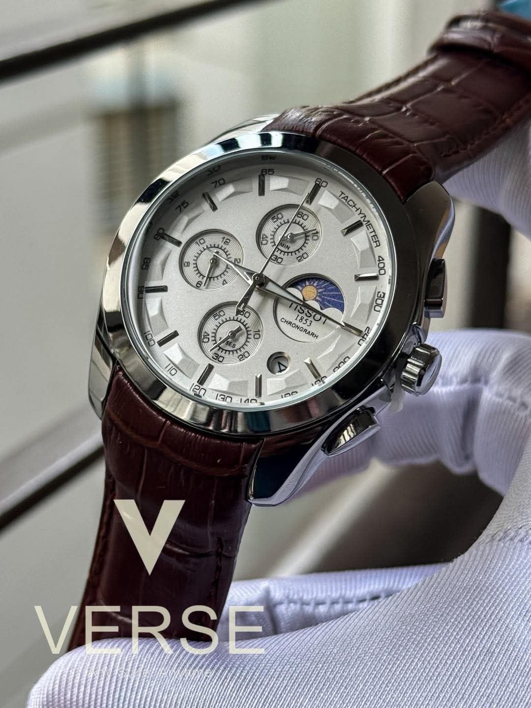Tissot Chrono brown belt moonphase