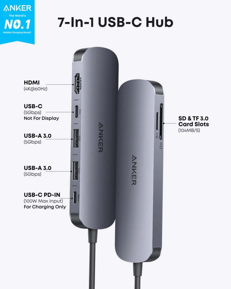 Anker USB-C 7 in 1 Multi-Port USB Adapter (A83D2)