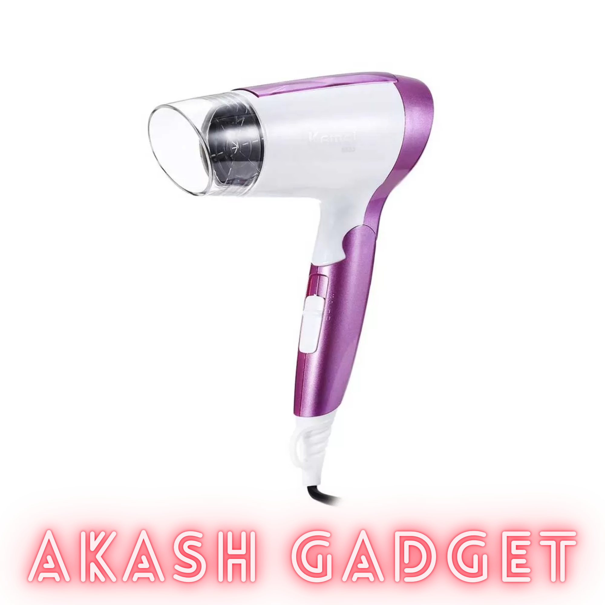 Kemey KM-6833 Hot And Normal Air Foldable Hair Dryer | 1600W Powerful Motor_img_1