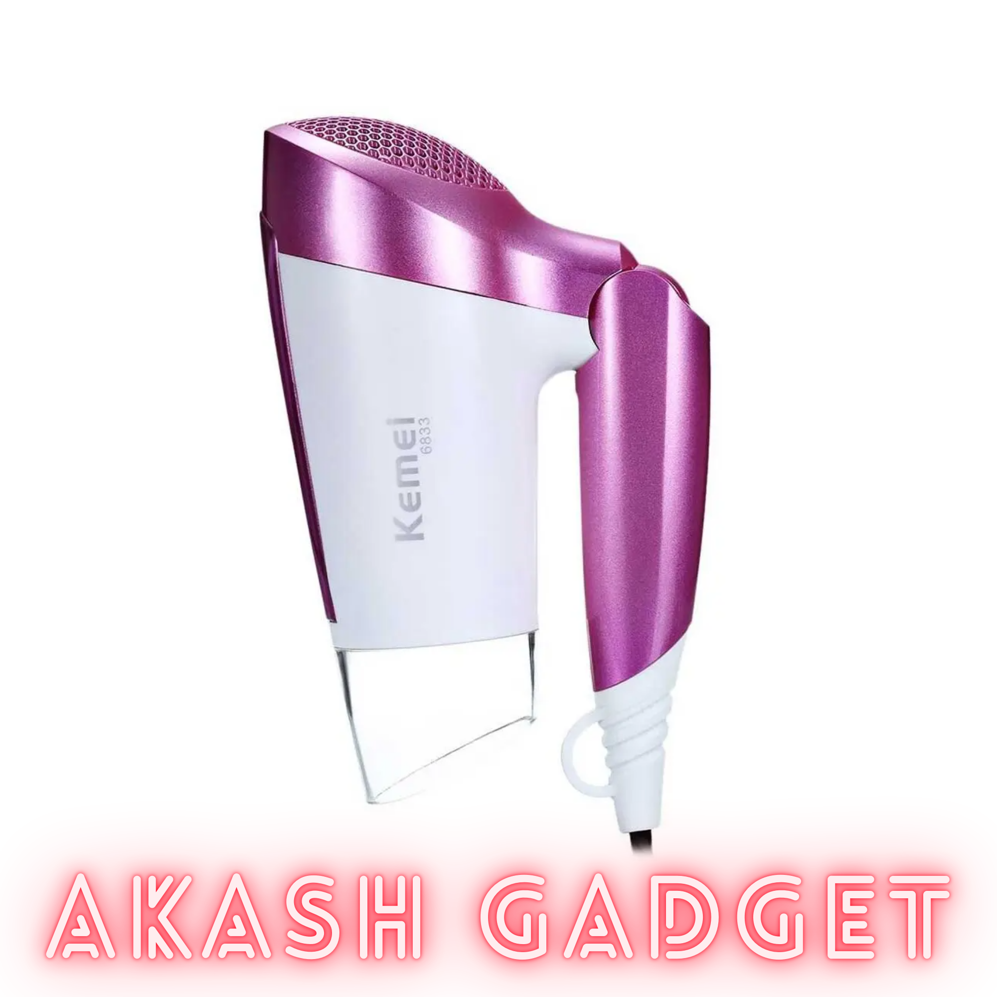 Kemey KM-6833 Hot And Normal Air Foldable Hair Dryer | 1600W Powerful Motor_img_4