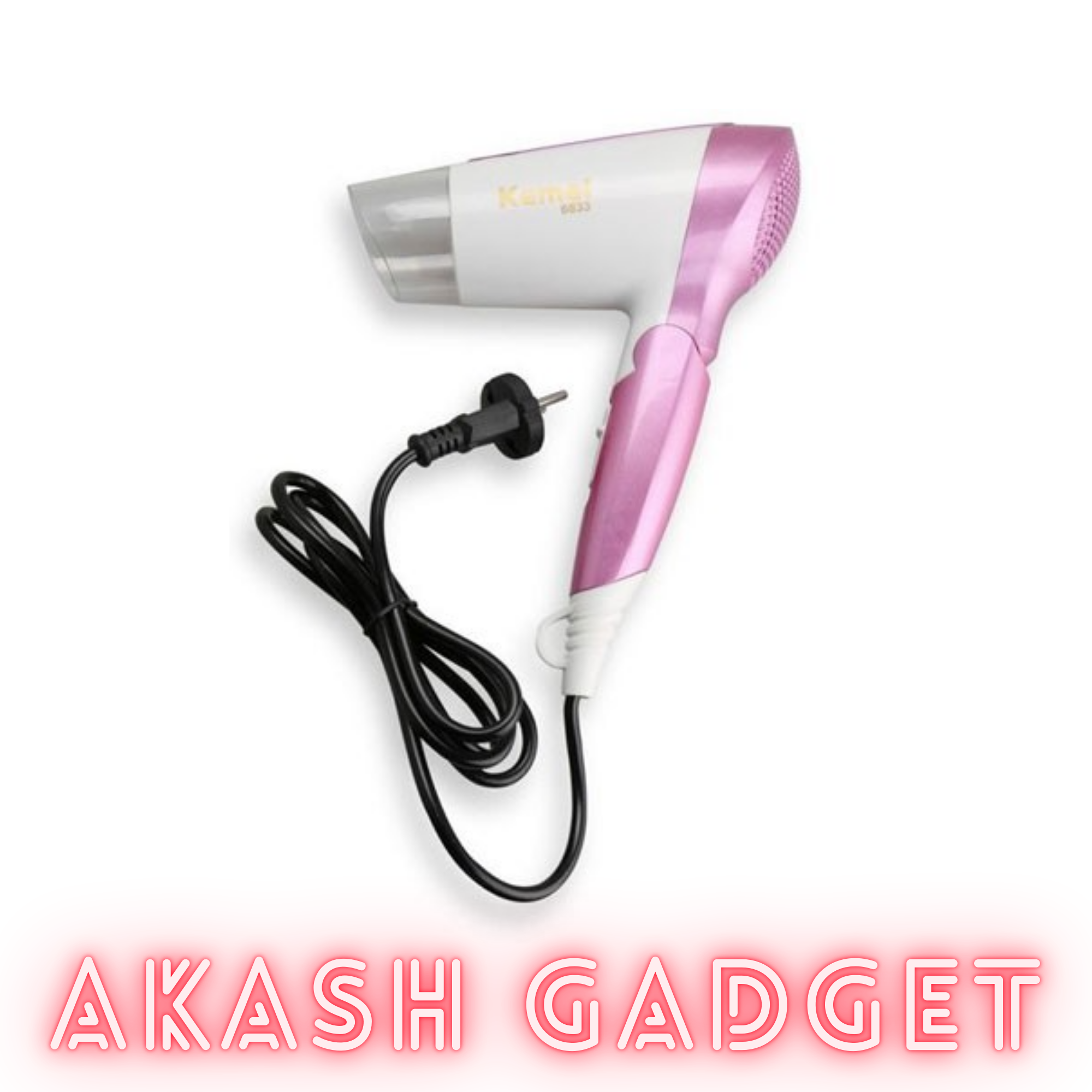 Kemey KM-6833 Hot And Normal Air Foldable Hair Dryer | 1600W Powerful Motor_img_8