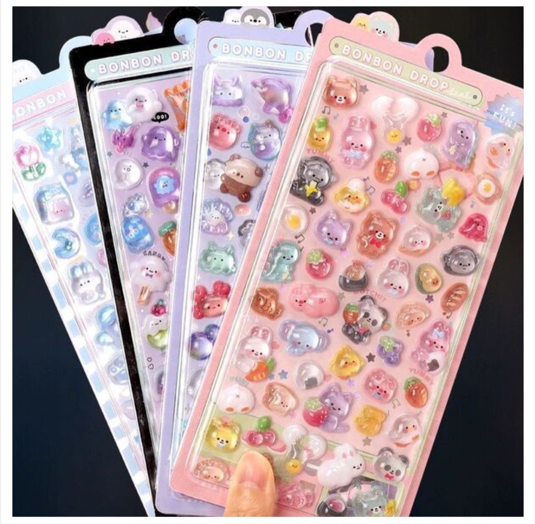 Japanese cartoon embossed fun stickers || decorative 3D stickers_img_1